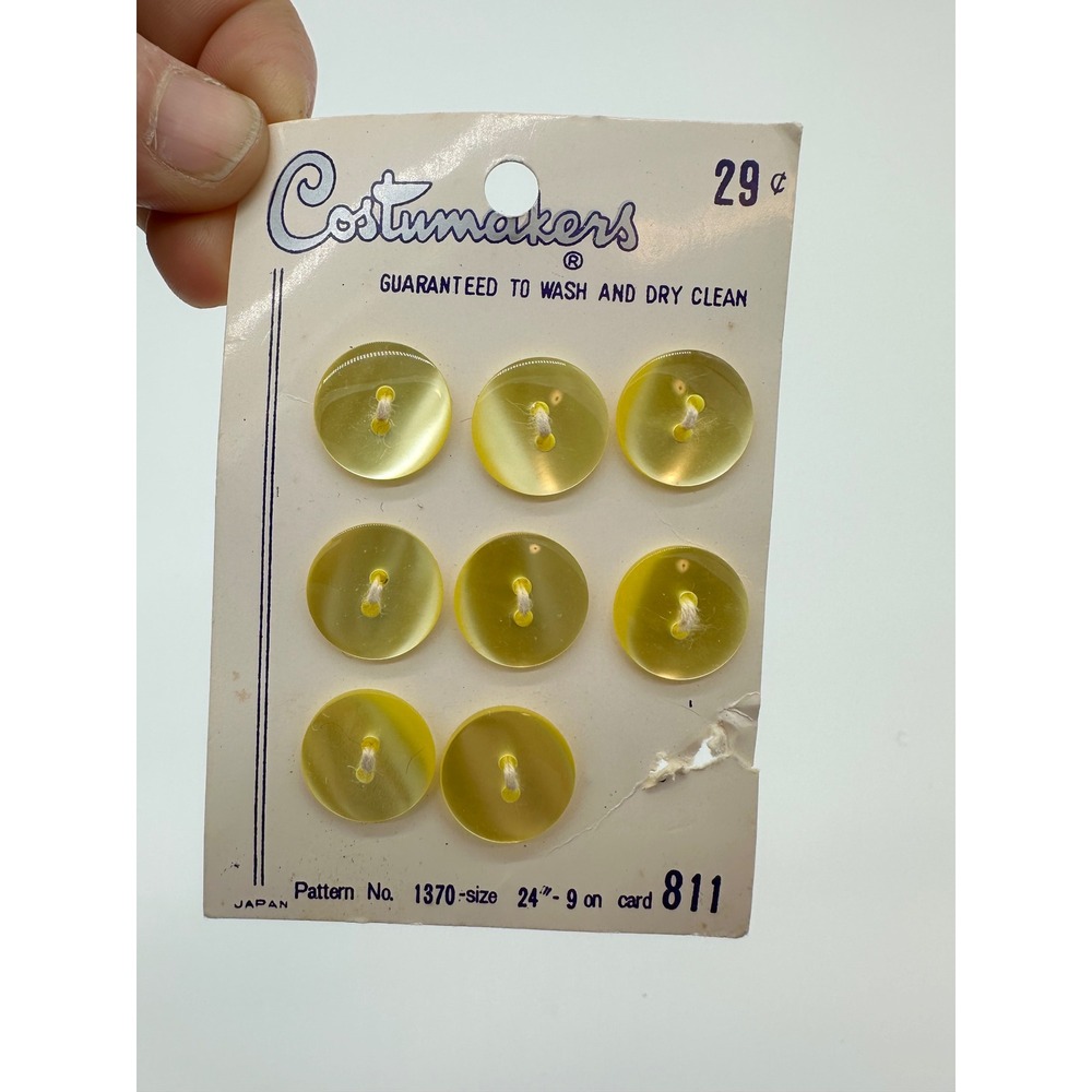 Costumakers Buttons Sewing Notions Vintage Moonglow Pearlescent Yellow 24